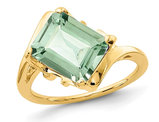2.95 Carat (ctw) Emerald-Cut Green Quartz Ring in 14K Yellow Gold